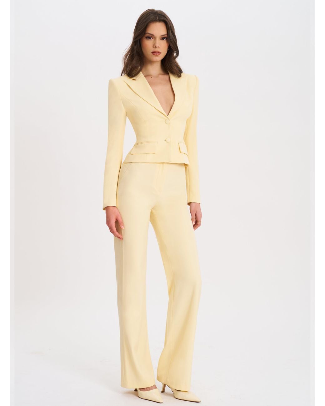 Miss Circle New York White Quinnie Butter Slim Suit Pants