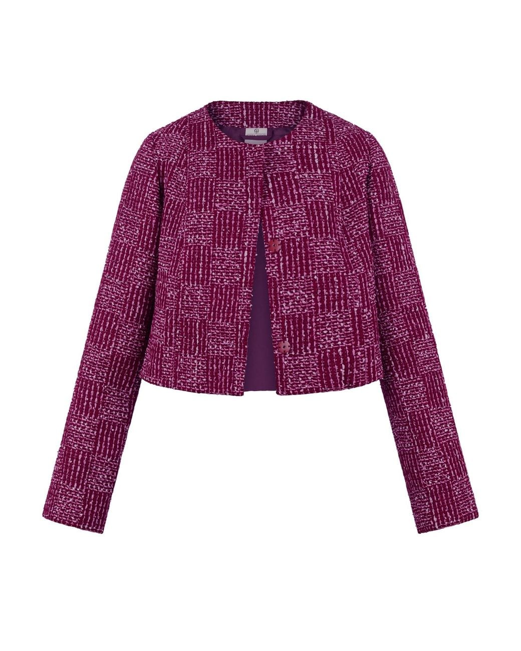 Gunda Hafner Ltd Purple Burgundy Cropped Tweed Jacket