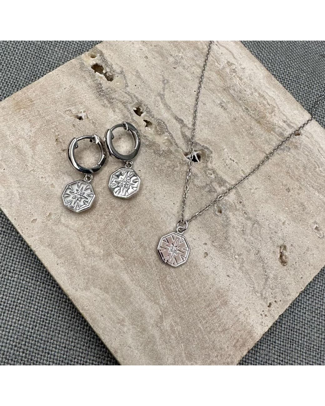 Clemence Wren Metallic Hexagon Charm Pendant Necklace