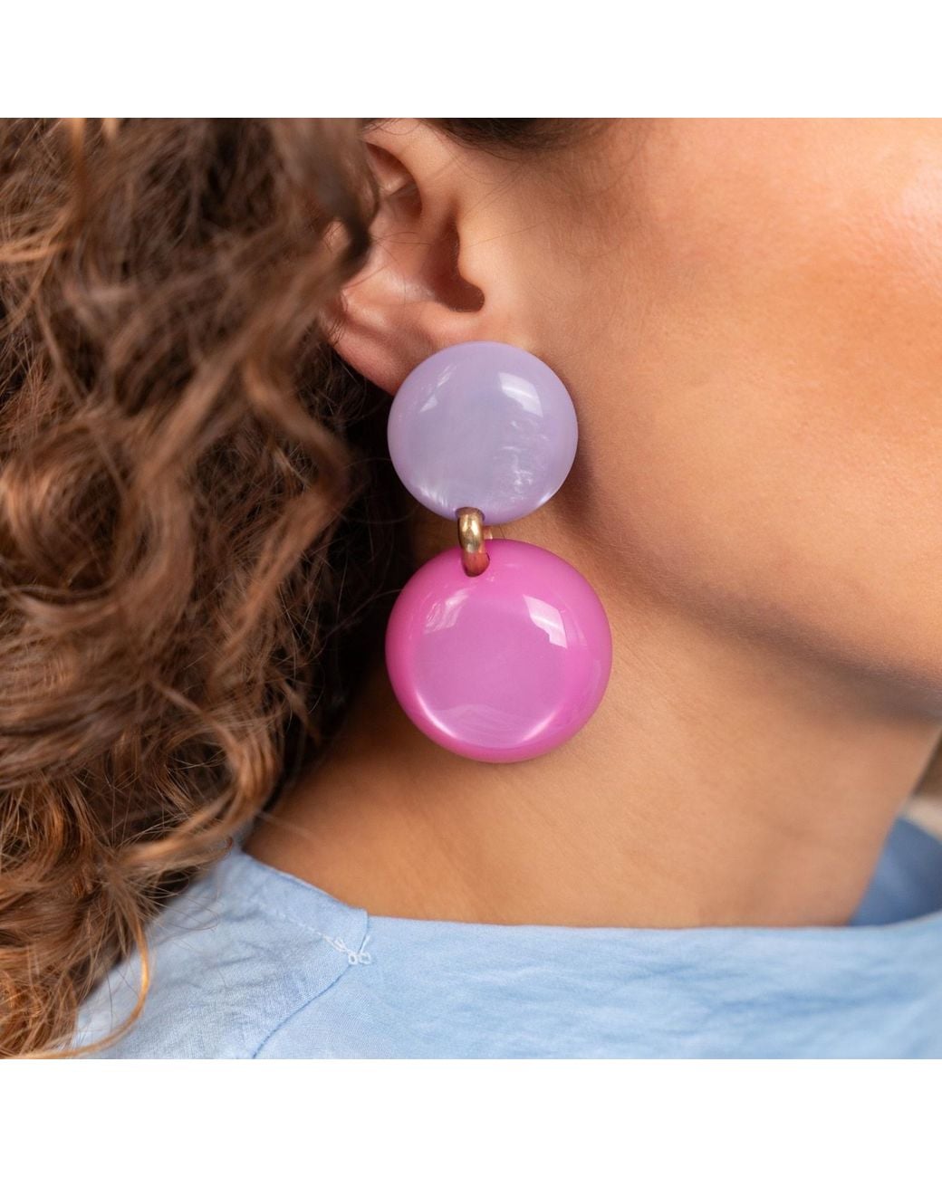 LOTT.gioielli Pink Statement Double Round Earrings M