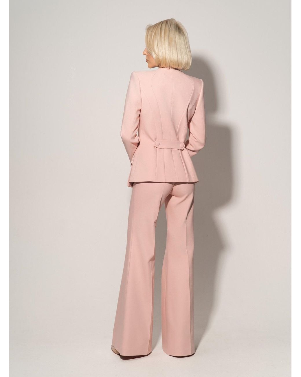 Tia Dorraine Pink Button Up Collarless Blazer Jacket