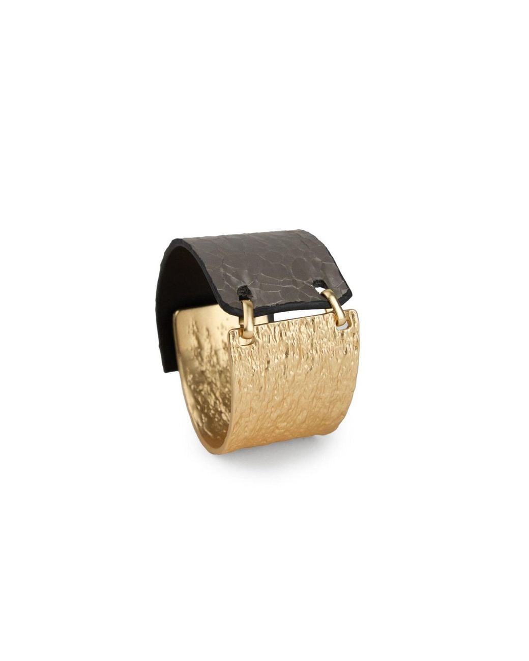 Saachi Black Textured Leather Bracelet