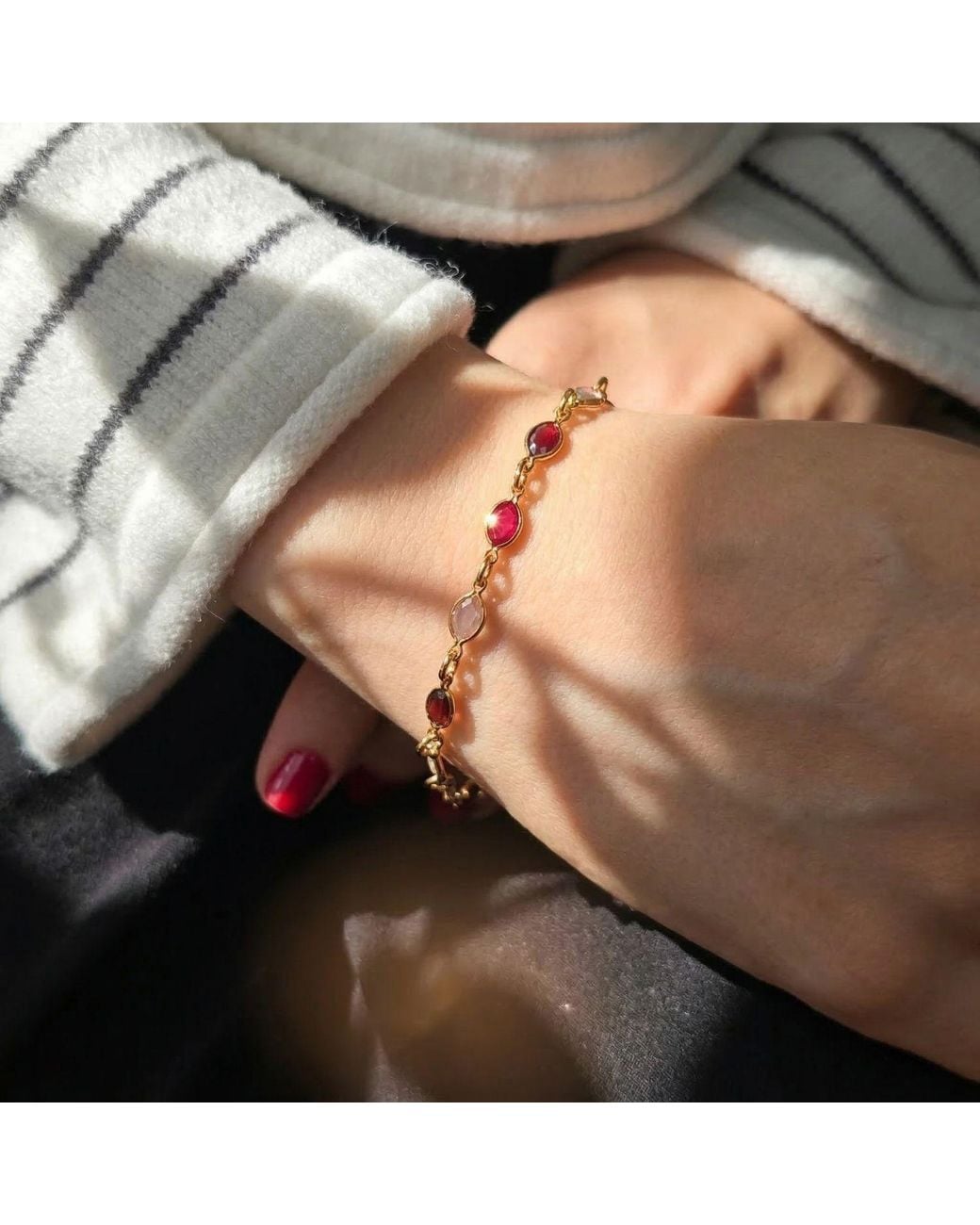 Sophelia Metallic Multi Gemstone Crystal Bracelet