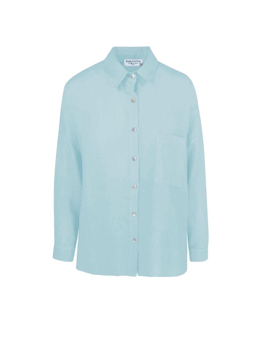 Haris Cotton Blue Solid Drop Shoulder Linen Shirt Ocean Air