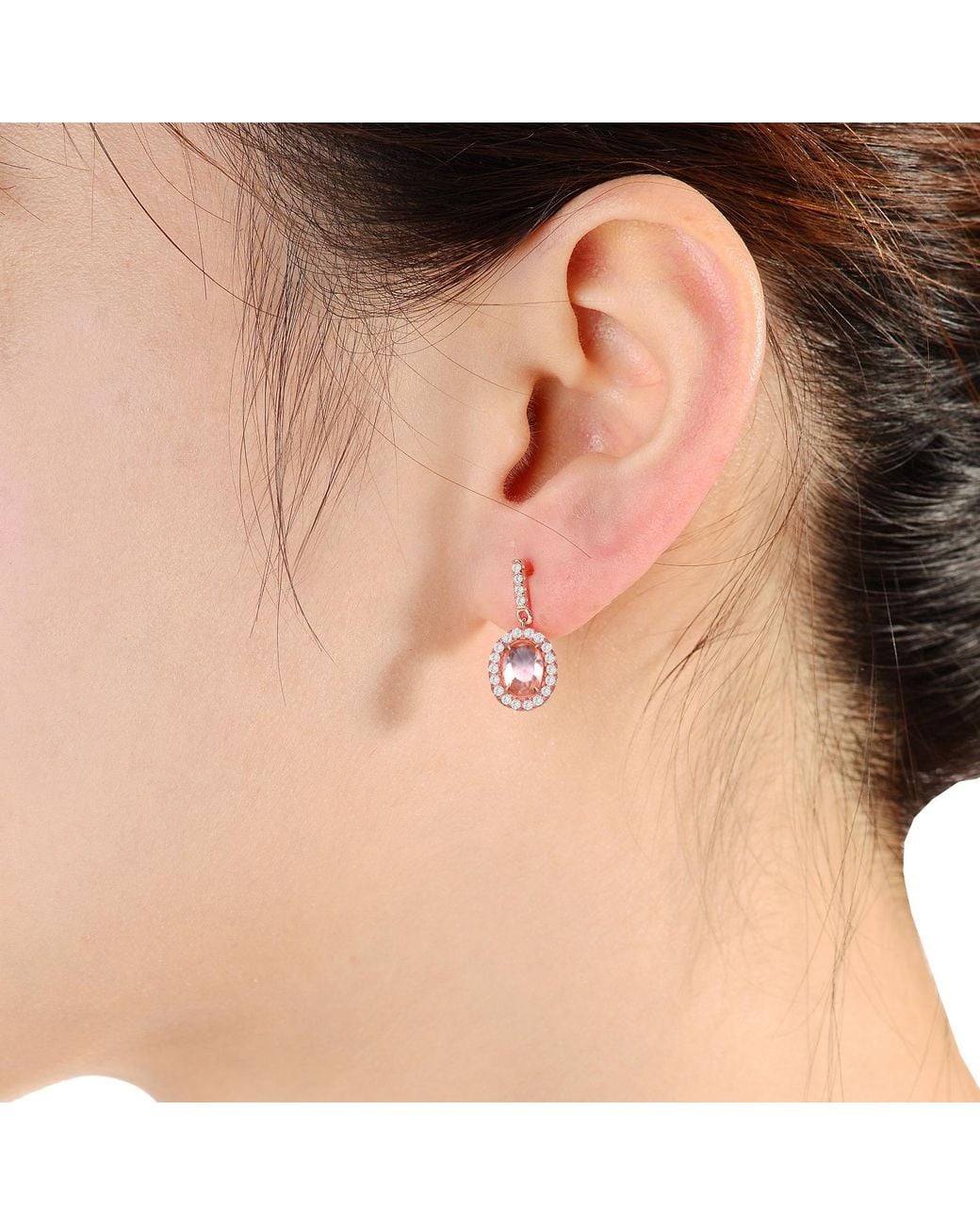 Genevive Jewelry Red Rose Rose Plated With Clear Cubic Zirconia Dangle Earrings