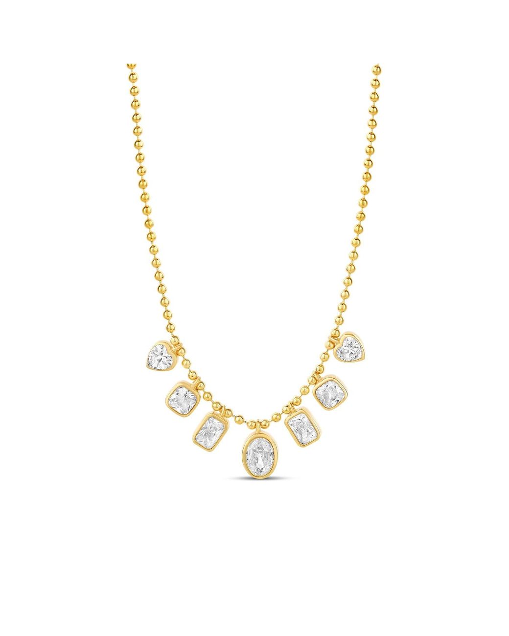 SHYMI Metallic Dangling Stones On Beaded Ball Chain