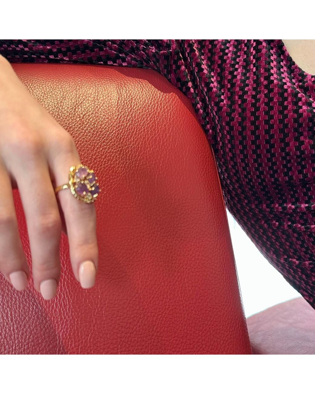 Farra Purple Amethyst Stone Setting Statement Ring