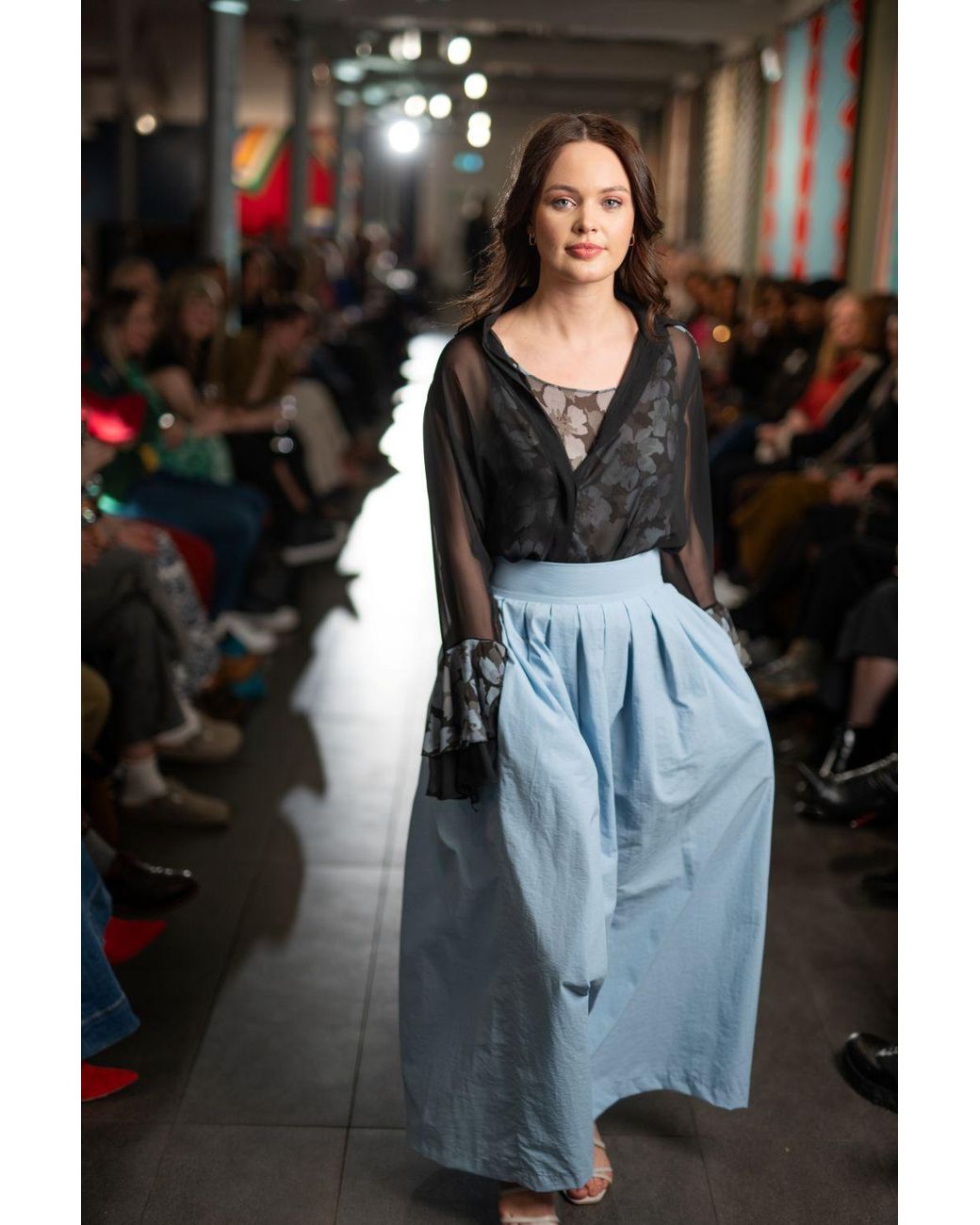 BEIRA Blue Anna Full-Length Light Pleated Skirt
