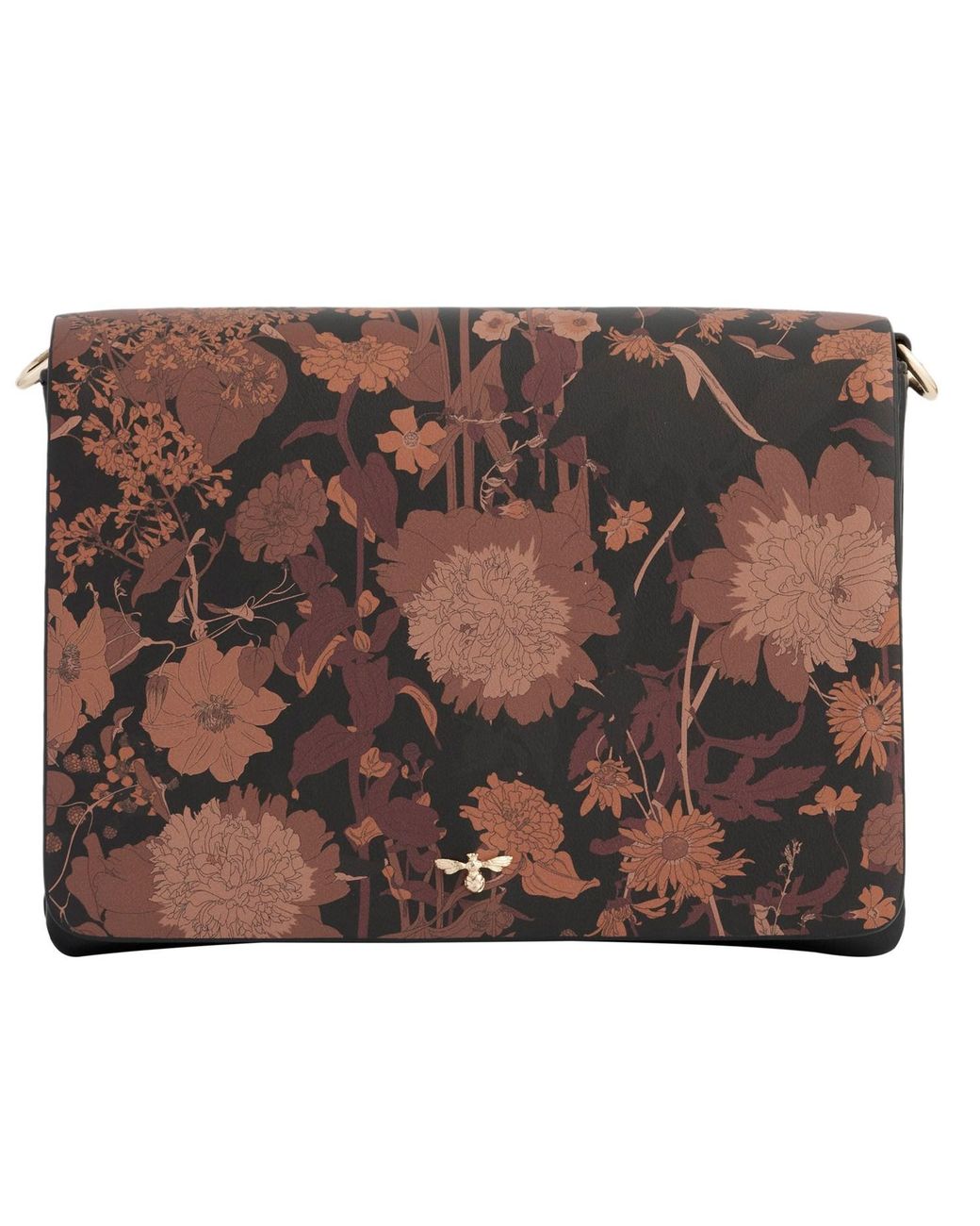 Fable England Brown Deco Blooms Crossbody Handbag