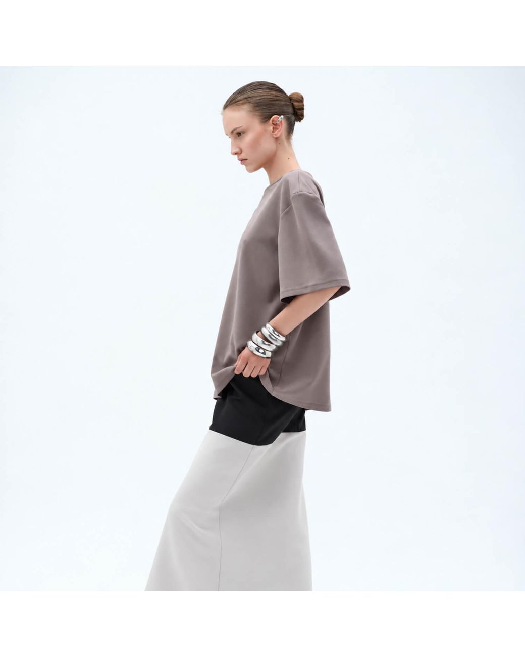 Elamins Gray Oversize T-Shirt – Taupe