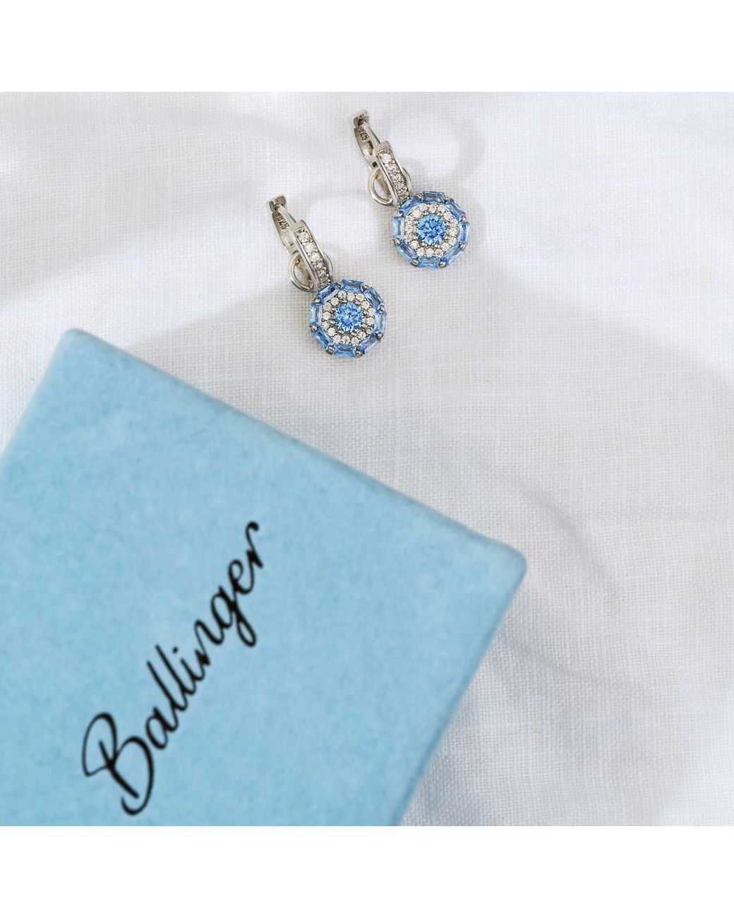 Ballinger Jewellery Blue Something Aquamarine March Birthstone Drop Bridal Earrings
