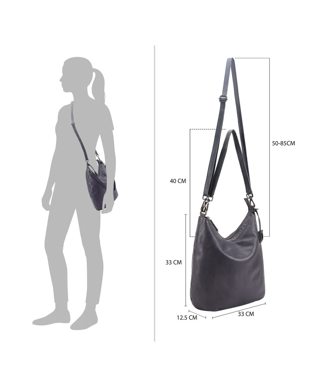 Lloyd Baker Gray Lilaia Leather Hobo/ Shoulder Bag