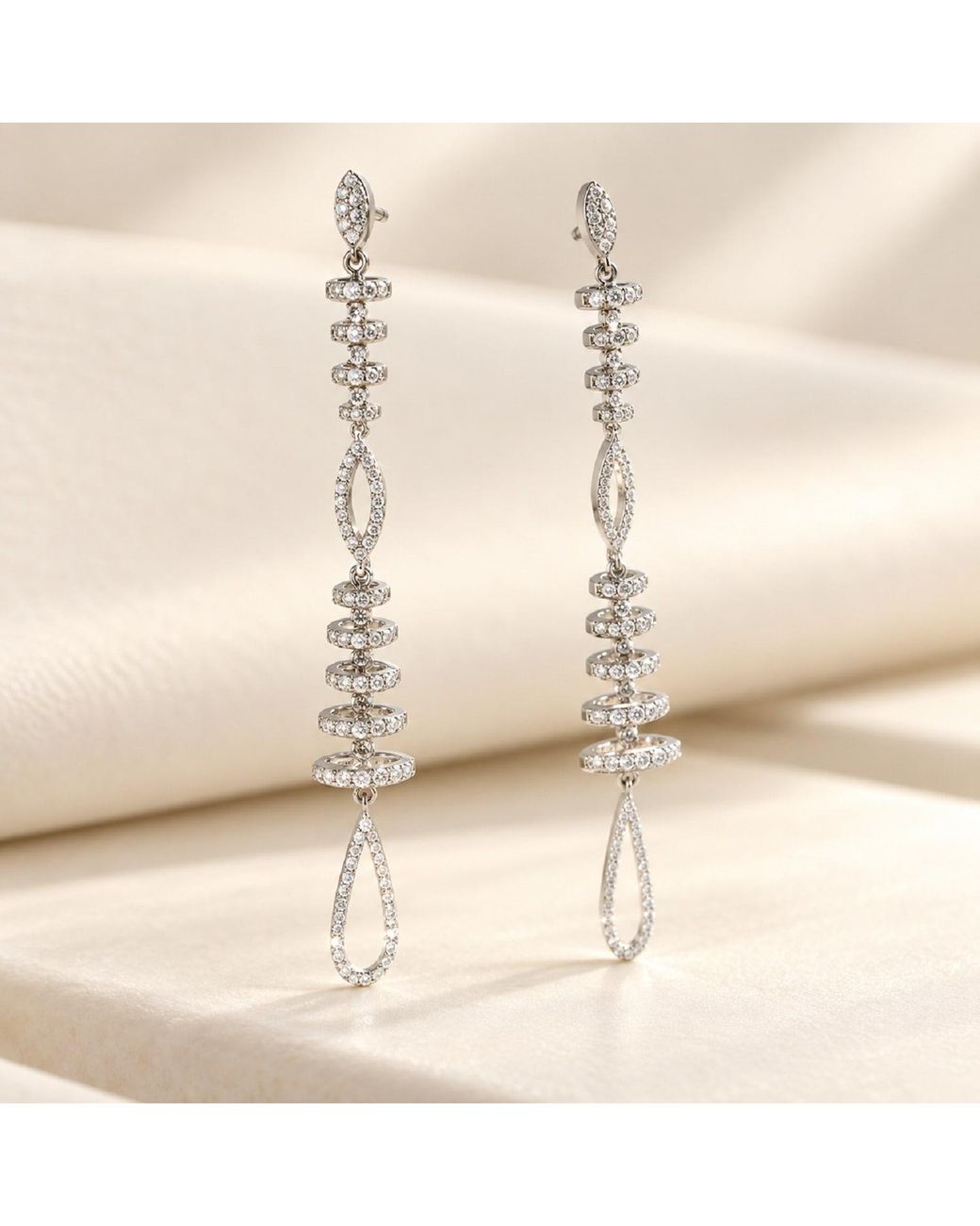 Artisan Metallic 18K Diamond Spiral Long Drop Earrings