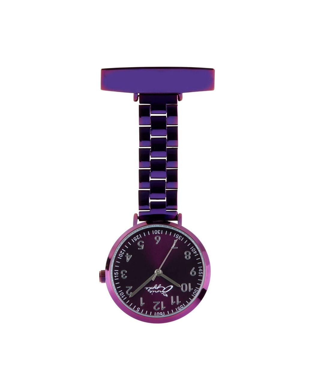 Bermuda Watch Company Annie Apple Meraki Silver/purple Link Nurse Fob Watch