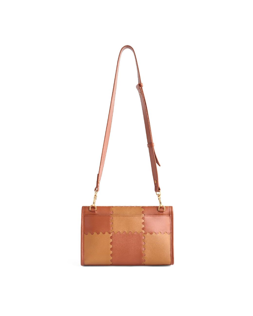 Orange Cube White Square Stitch Messenger Bag