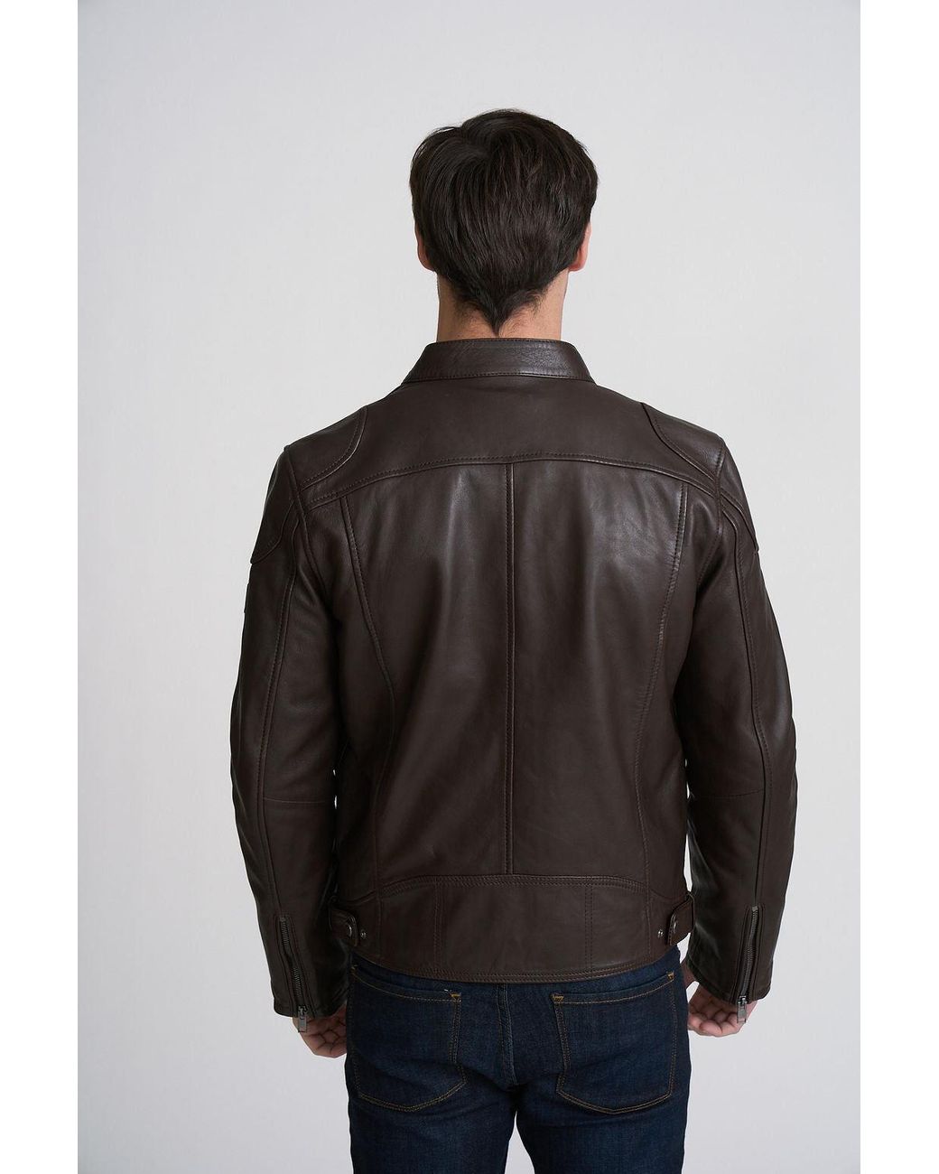 Mauritius Brown Muscle-Fit Leather Jacket With Removable Full Insert Biko for men