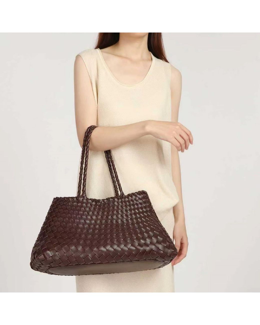 Rimini Brown Woven Vegan Leather Carry On Bag