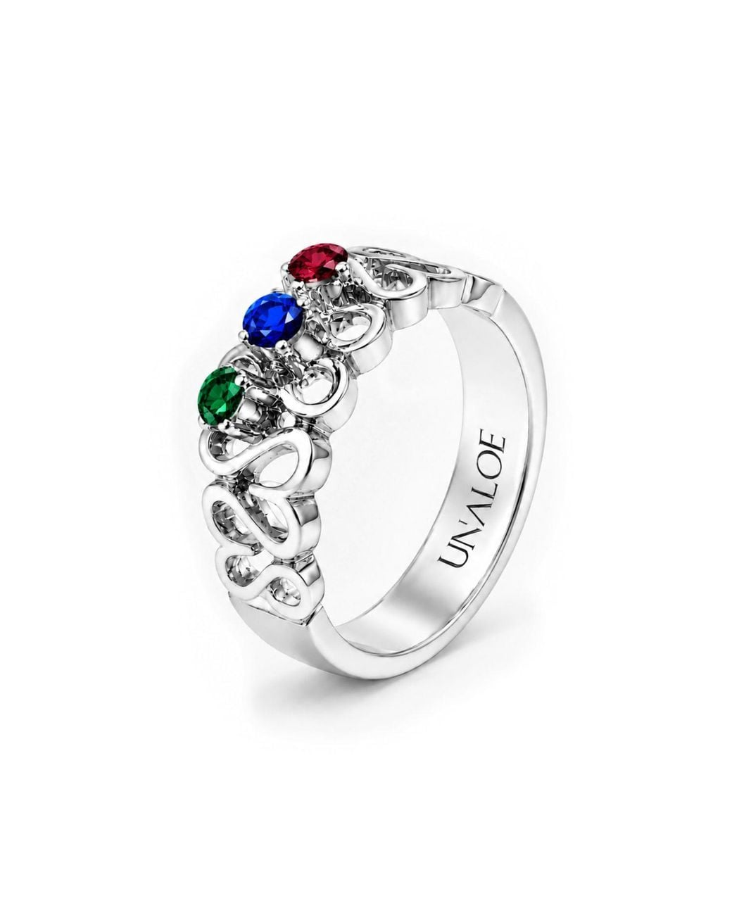 Unaloe Metallic Multicolour Cubic Zirconia Statement Ring – Sterling