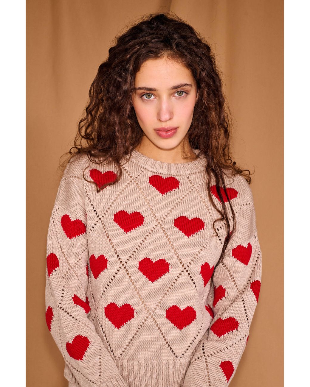 Gigi Knitwear Red Neutrals Love Sweater