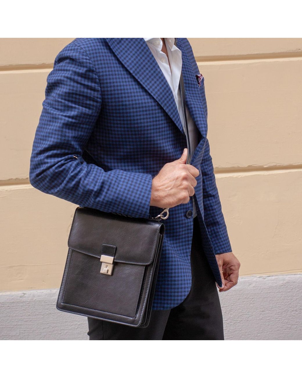 Time Resistance Black Small Leather Briefcase for men