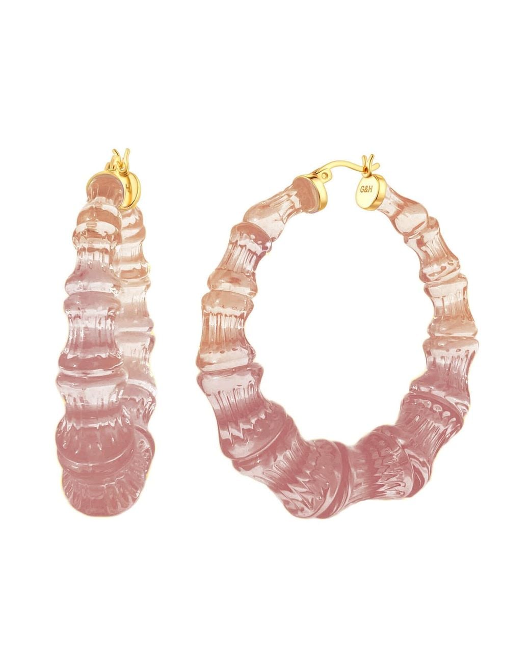 Gold & Honey White Autumn Leaves Bamboo Hoop Earrings