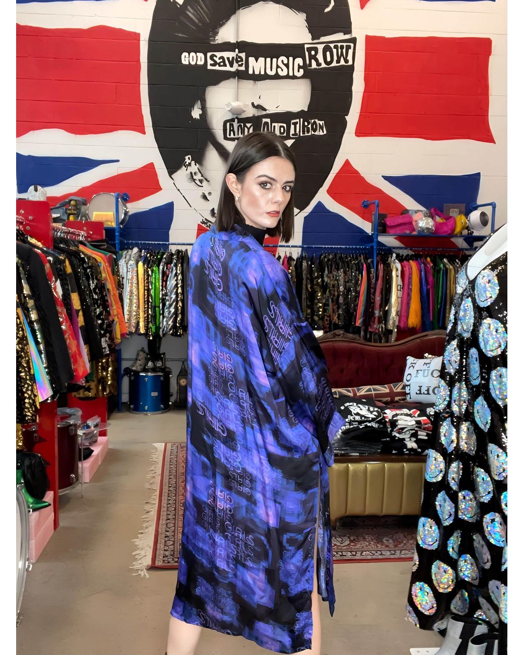 Any Old Iron Blue Girls Girls Girls Duster