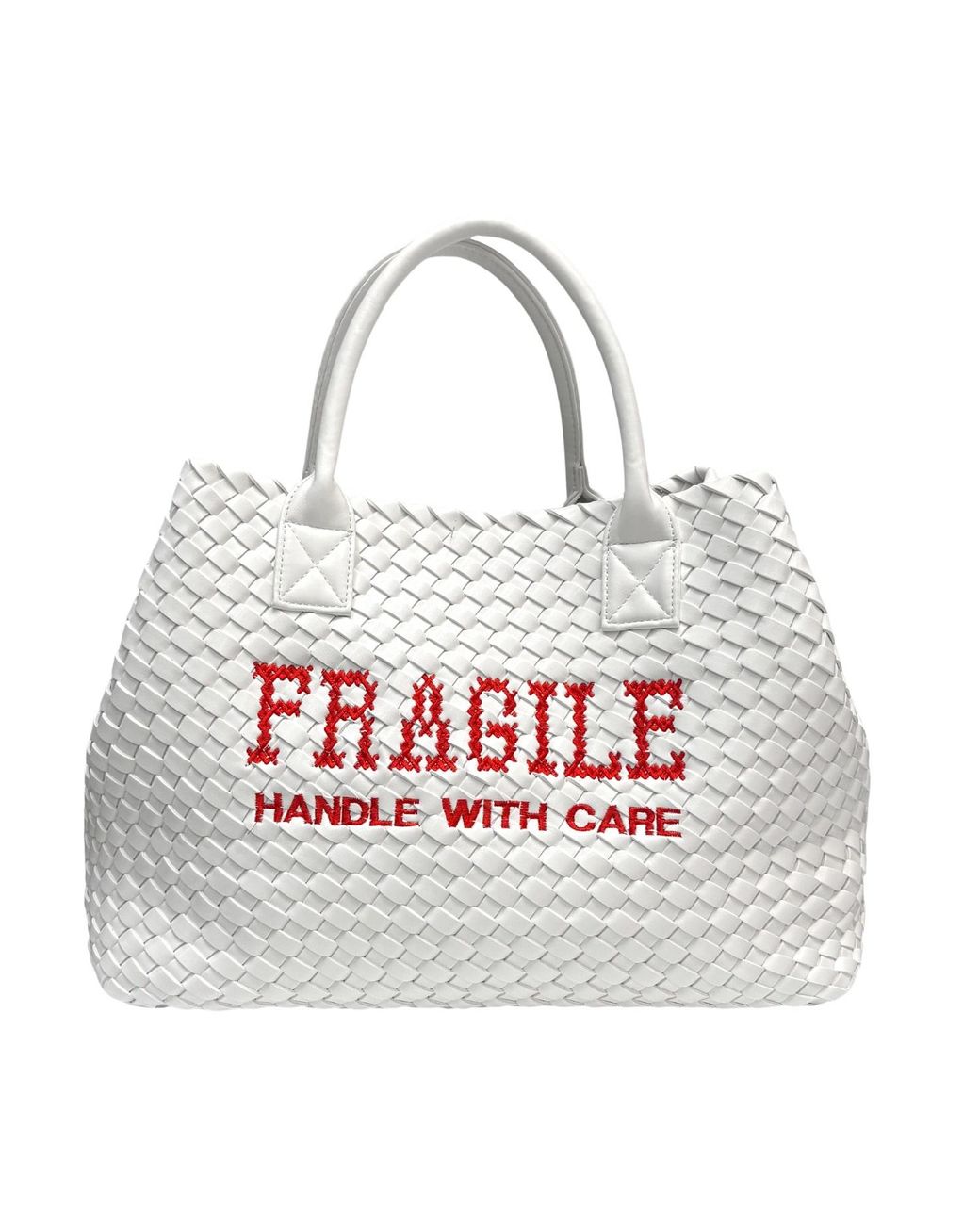 Lilly Loves White Fragile Handle With Care Handbag