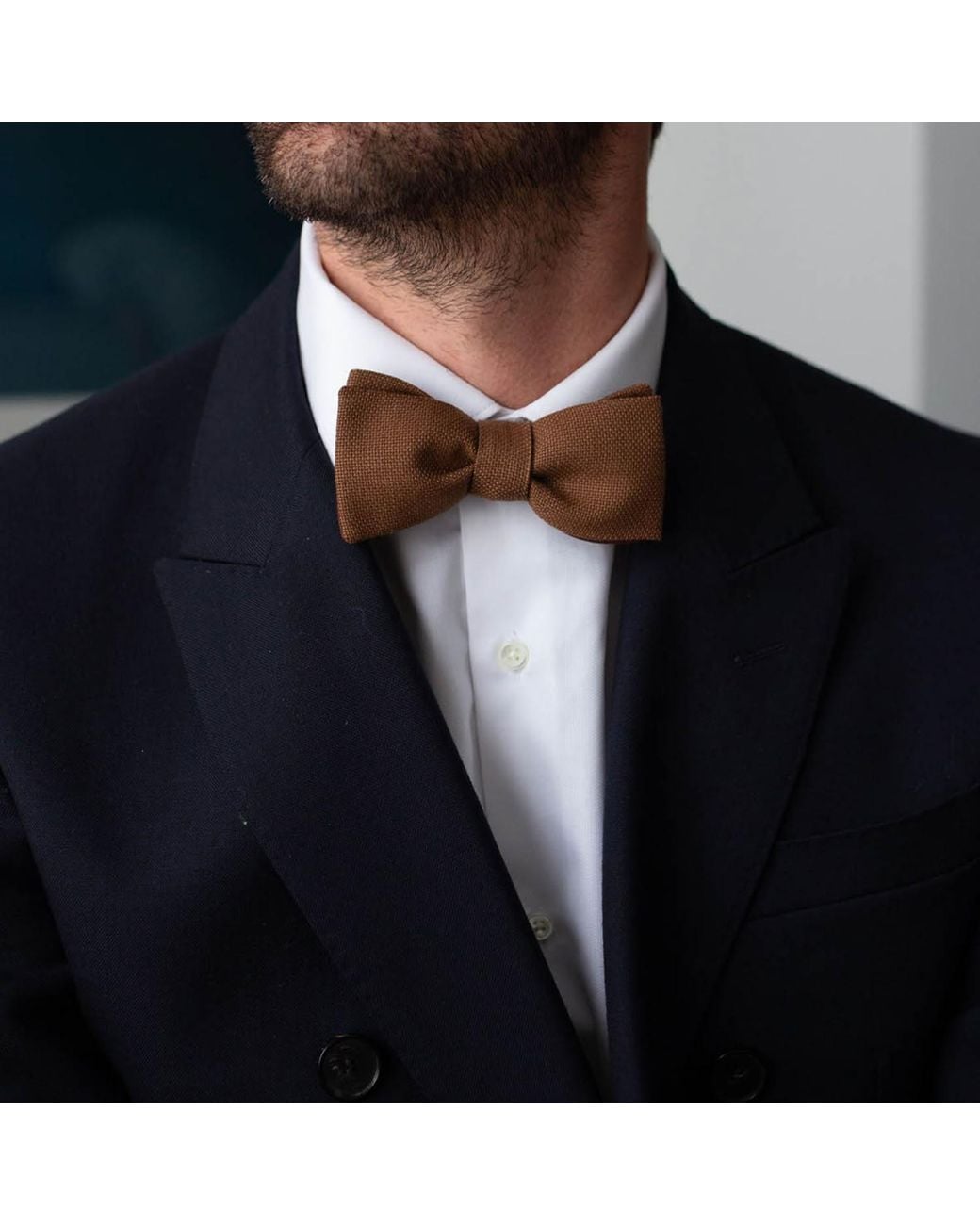 LE COLONEL Brown Neutrals Tiramisu Italian Wool Bow Tie for men