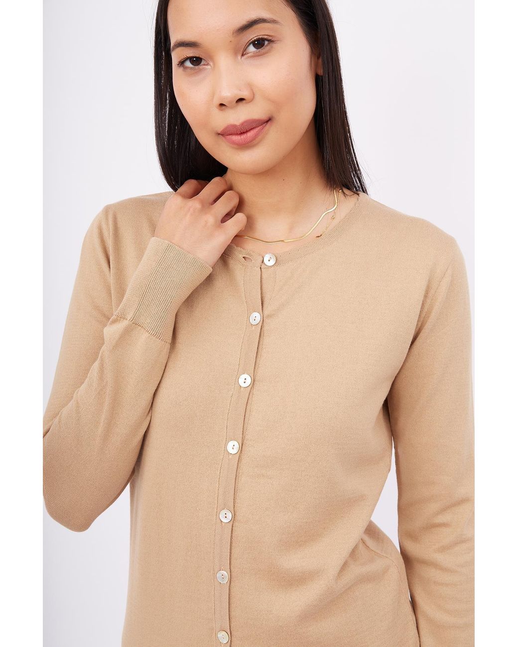 Peraluna Natural Mila O-Neck Basic Cotton Cardigan