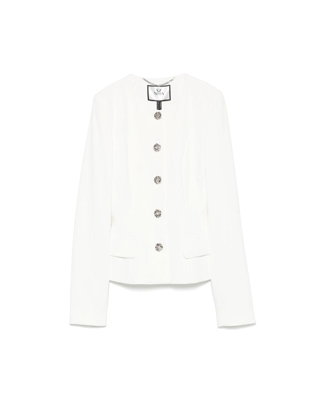 Nissa White Fitted Suit Jacket