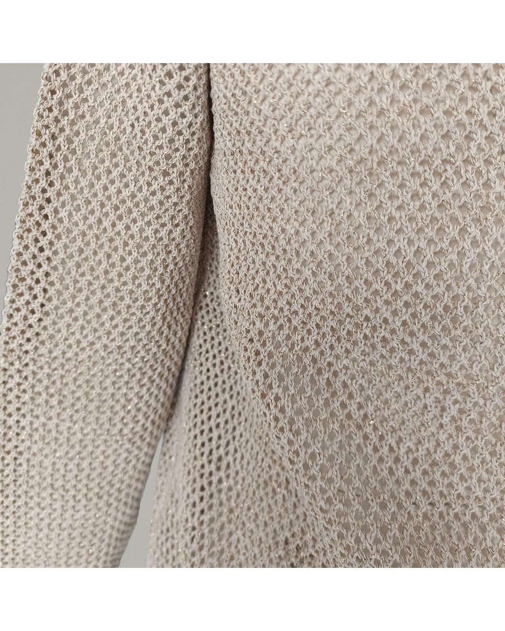 Haris Cotton Natural Neutrals Open-Knit Cardigan With Hood And Lurex Thread