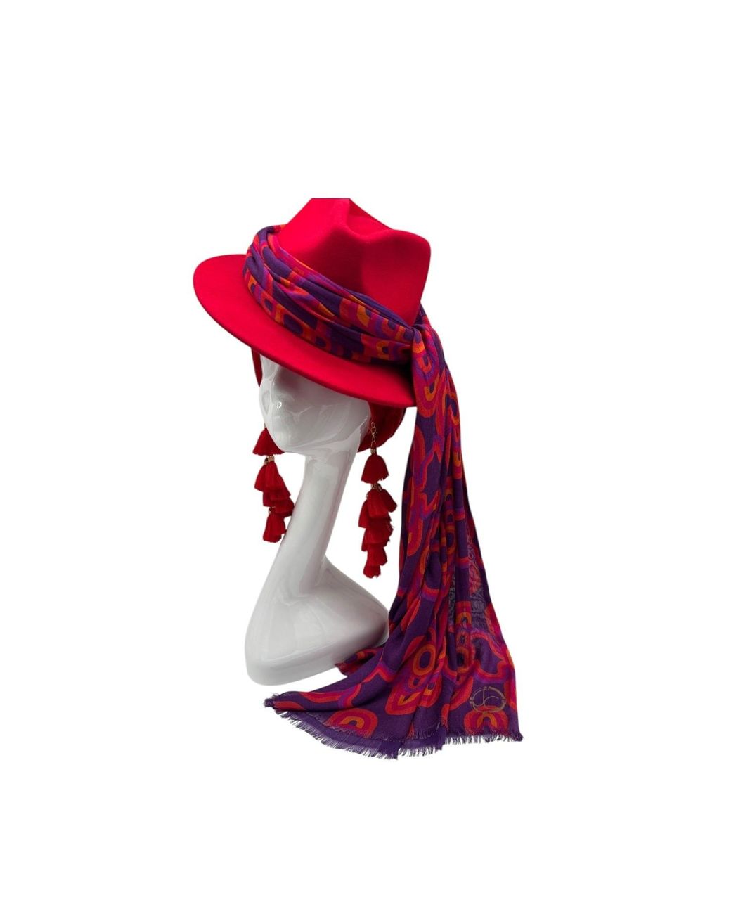 Julia Clancey Red Ruby Fifi Scarf Fedora Set