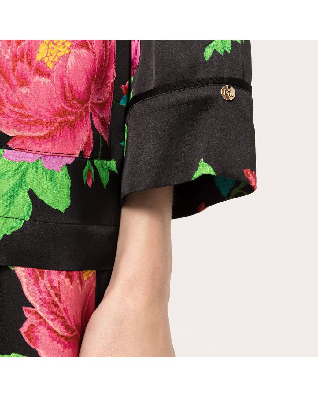 Nissa Green Printed Viscose Shirt