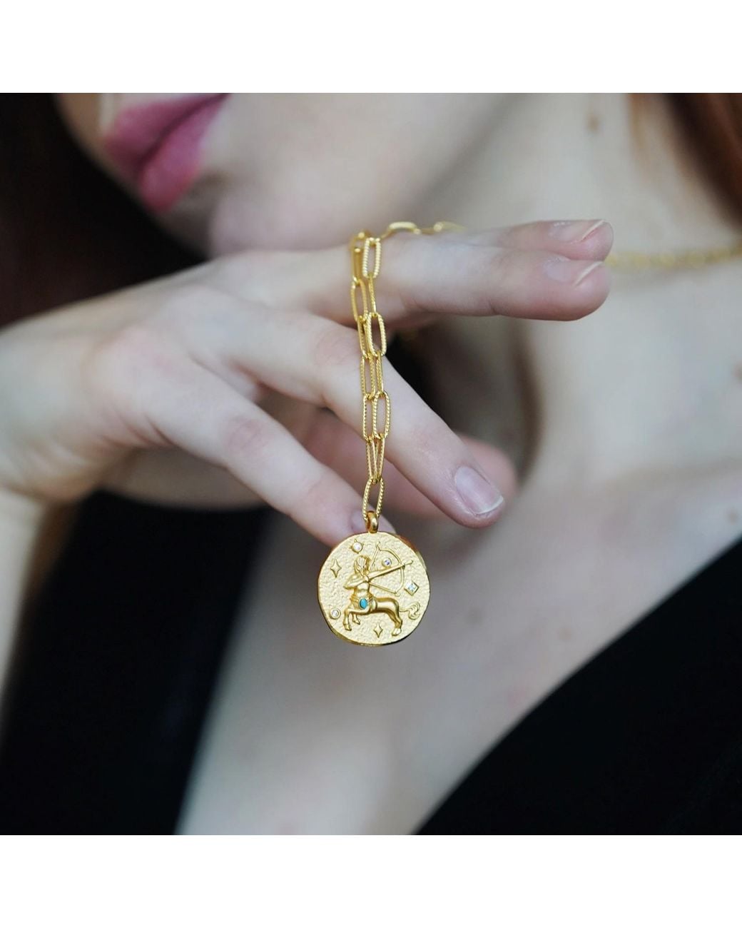 Aurozia Metallic Constellations Sagittarius Double-Sided Coin Necklace