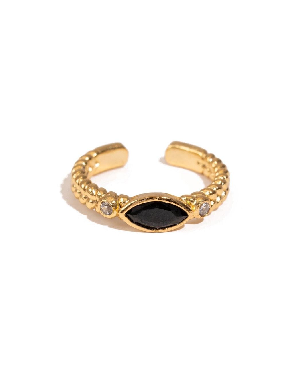 Ebru Jewelry Metallic Onyx Teardrop Gemstone Adjustable Ring