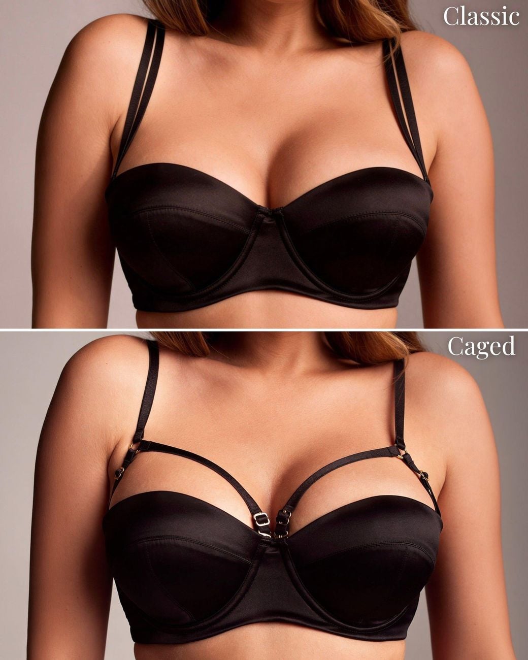 Black Heart Lingerie Black Convertible Silk Longline Bra