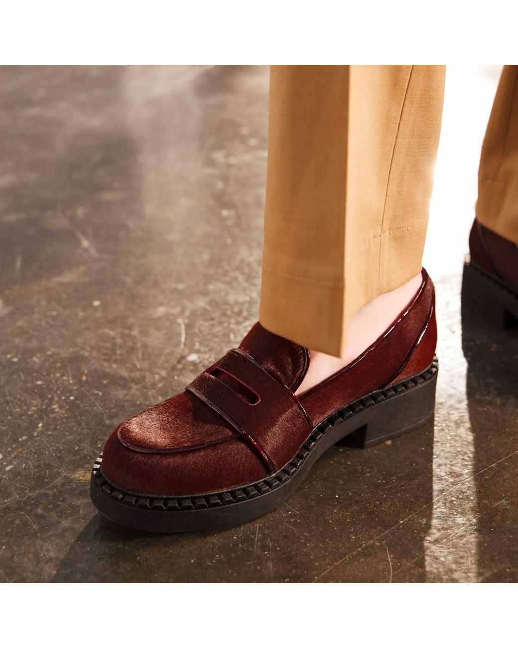Rosamund Muir London Red Stratford Burgundy Calf Hair Loafers