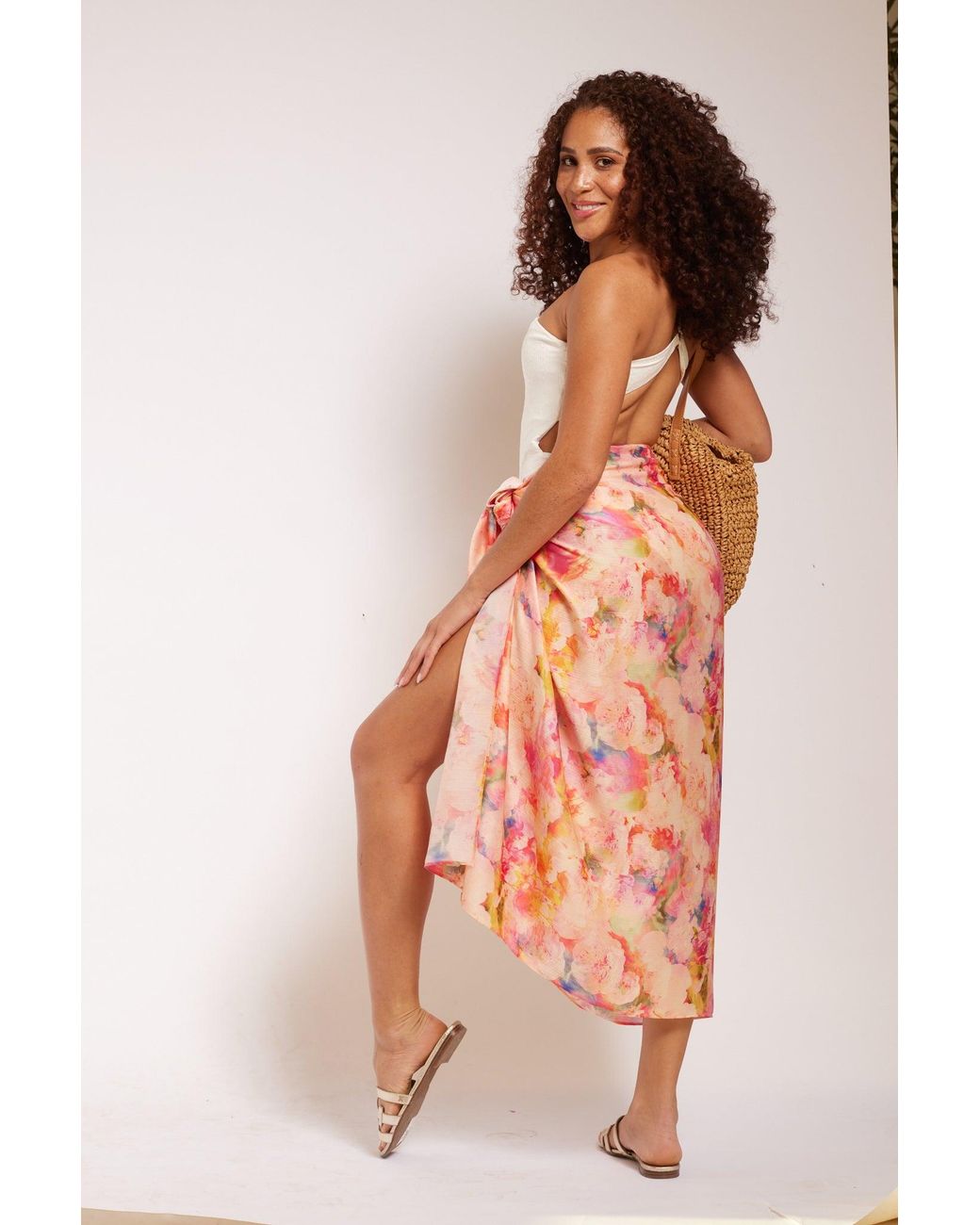 Yomisma Orange Peach Poppy Sarong