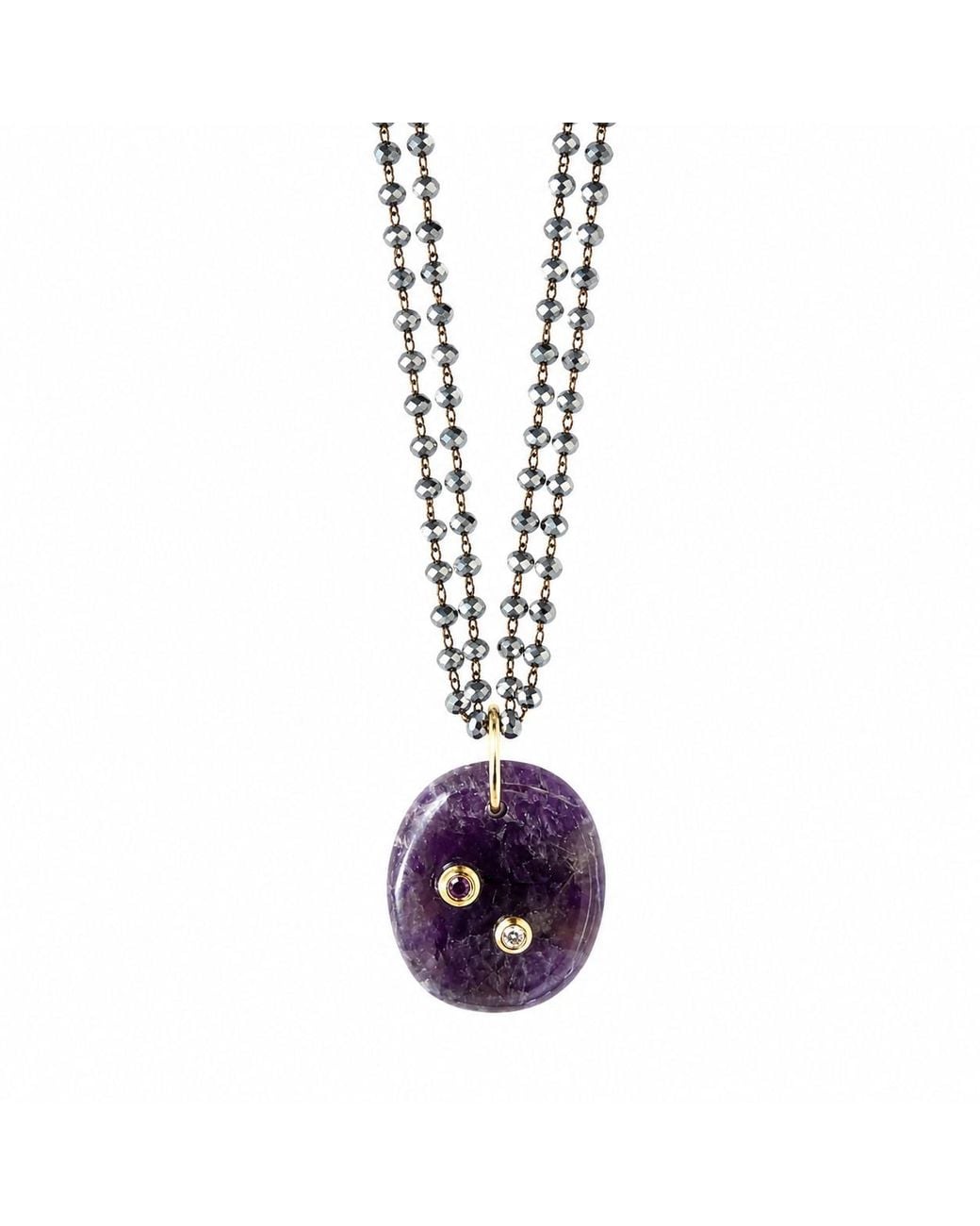 Persia Dona Jewelry Purple Amethyst X Hematite Chain Necklace