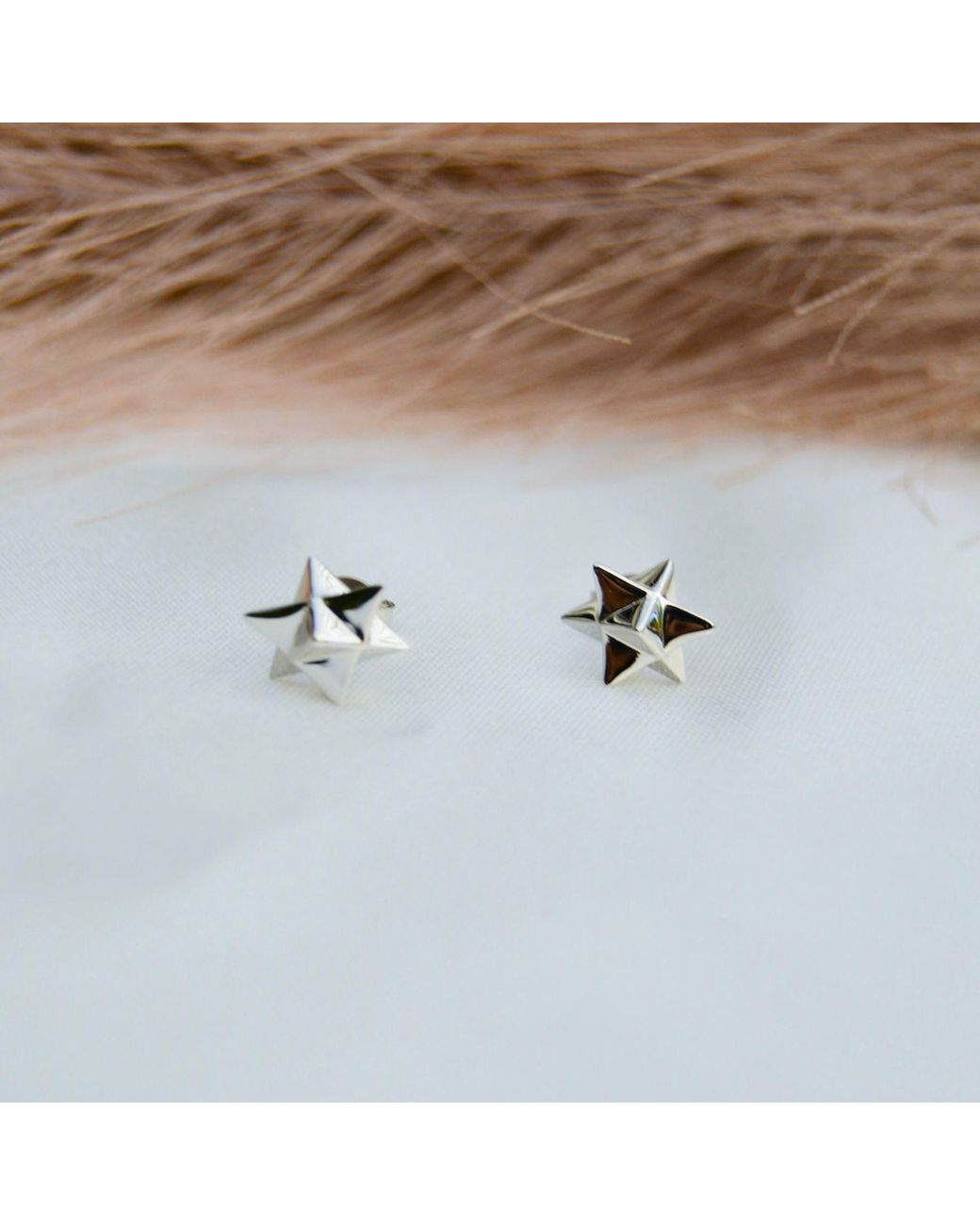 Seven Saints White Merkaba Star, Light Body Activation Stud Earrings, Rhodium