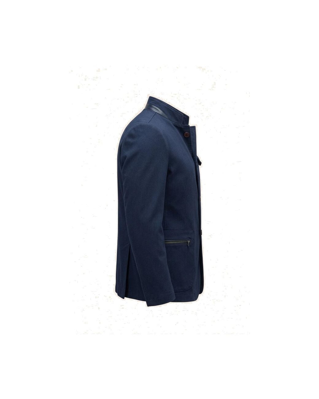 Ron Tomson Blue Stand Collar Denim Blazer for men