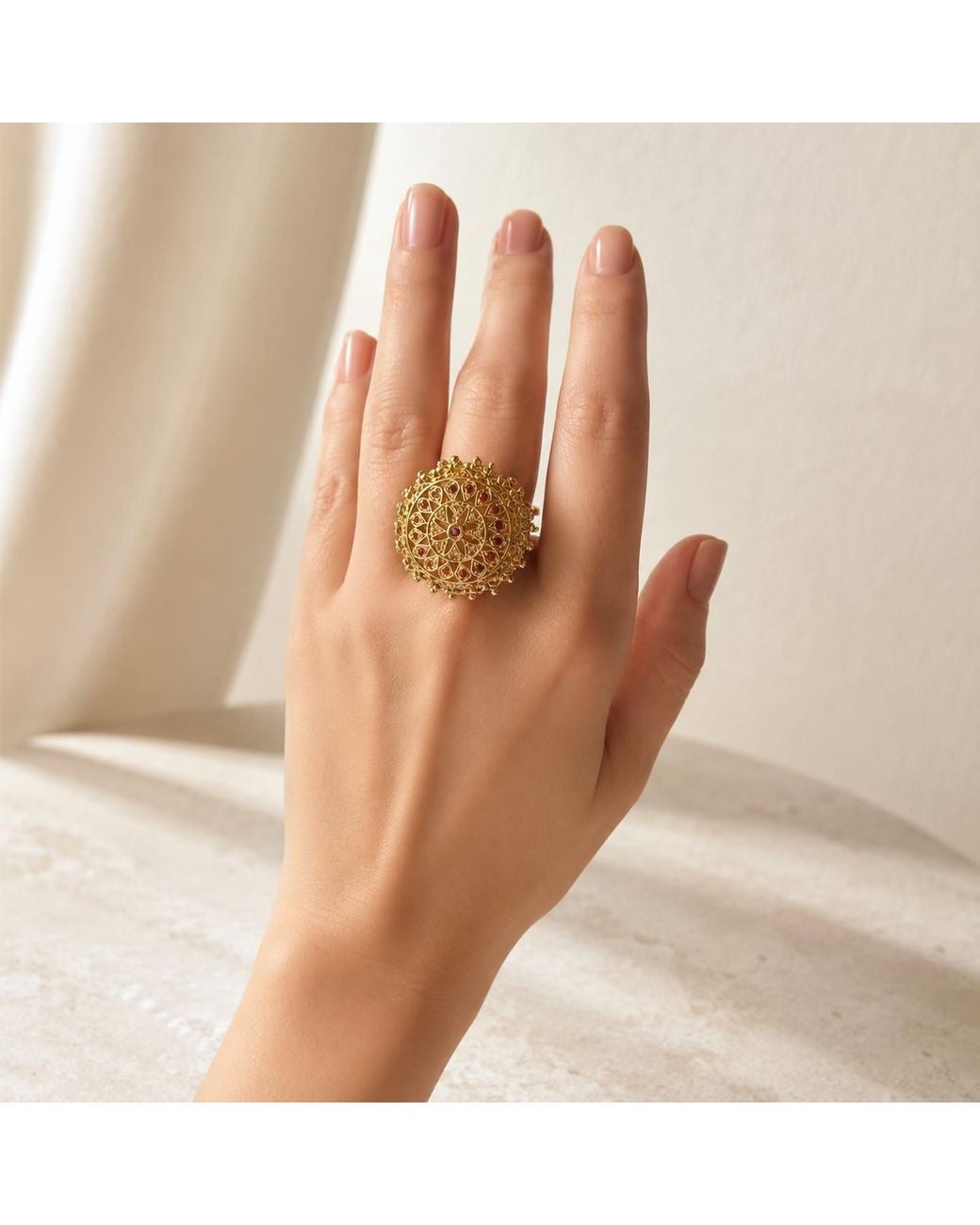 Najiba Metallic Yantra Sacred Geometry Ring