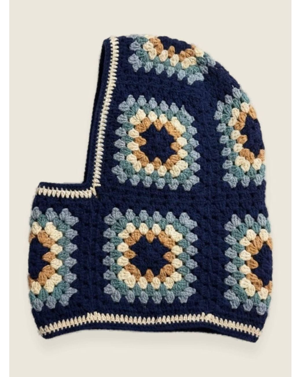 Ana Chic Blue Granny Square Handmade Crochet Balaclava
