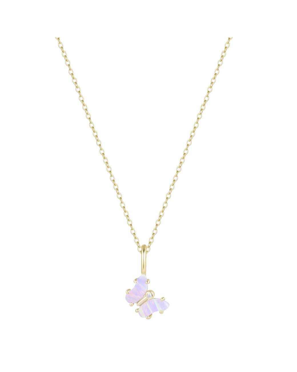 KAMARIA Metallic Mini Opal Butterfly Charm Necklace