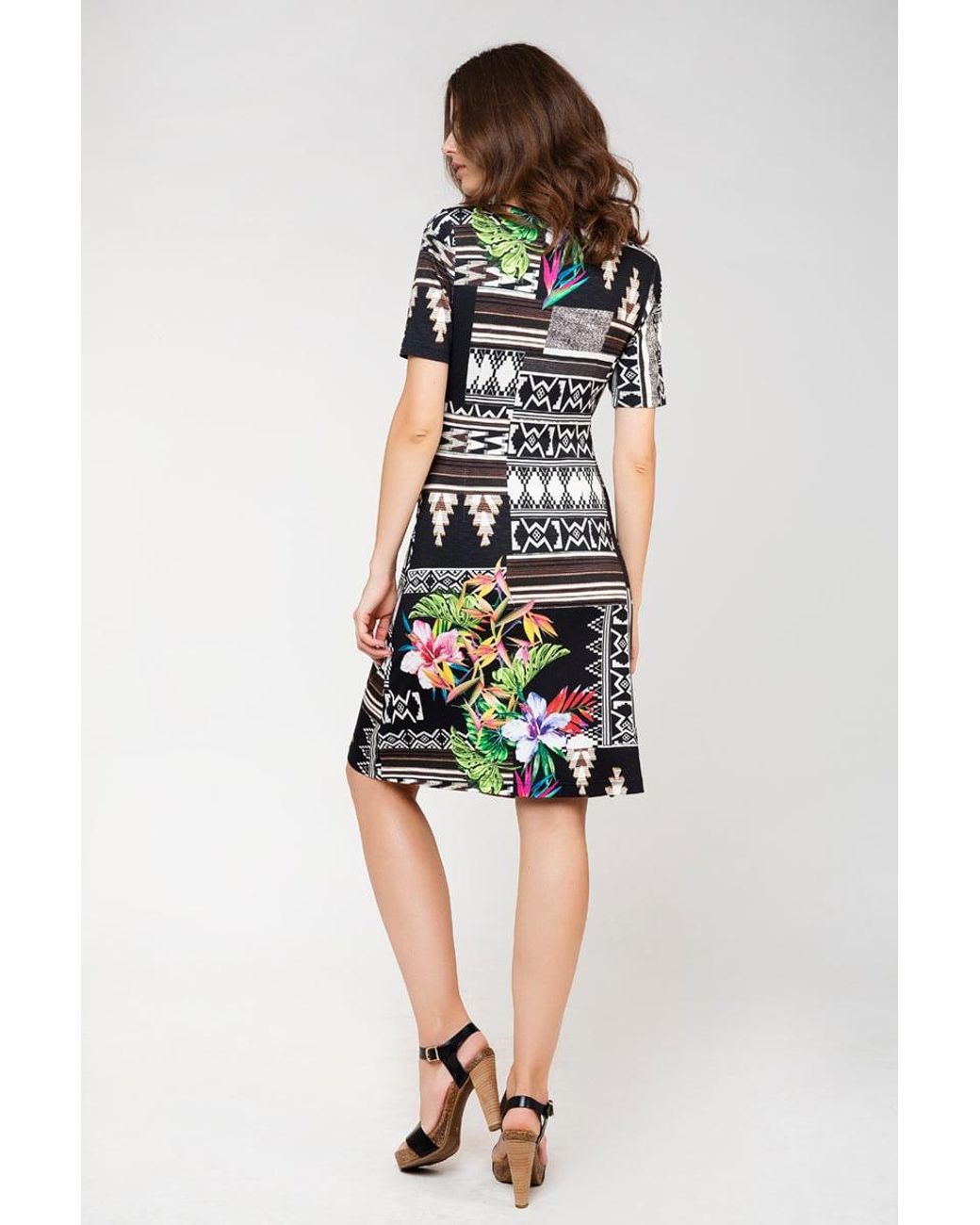 Conquista Green Print Wrapover Dress