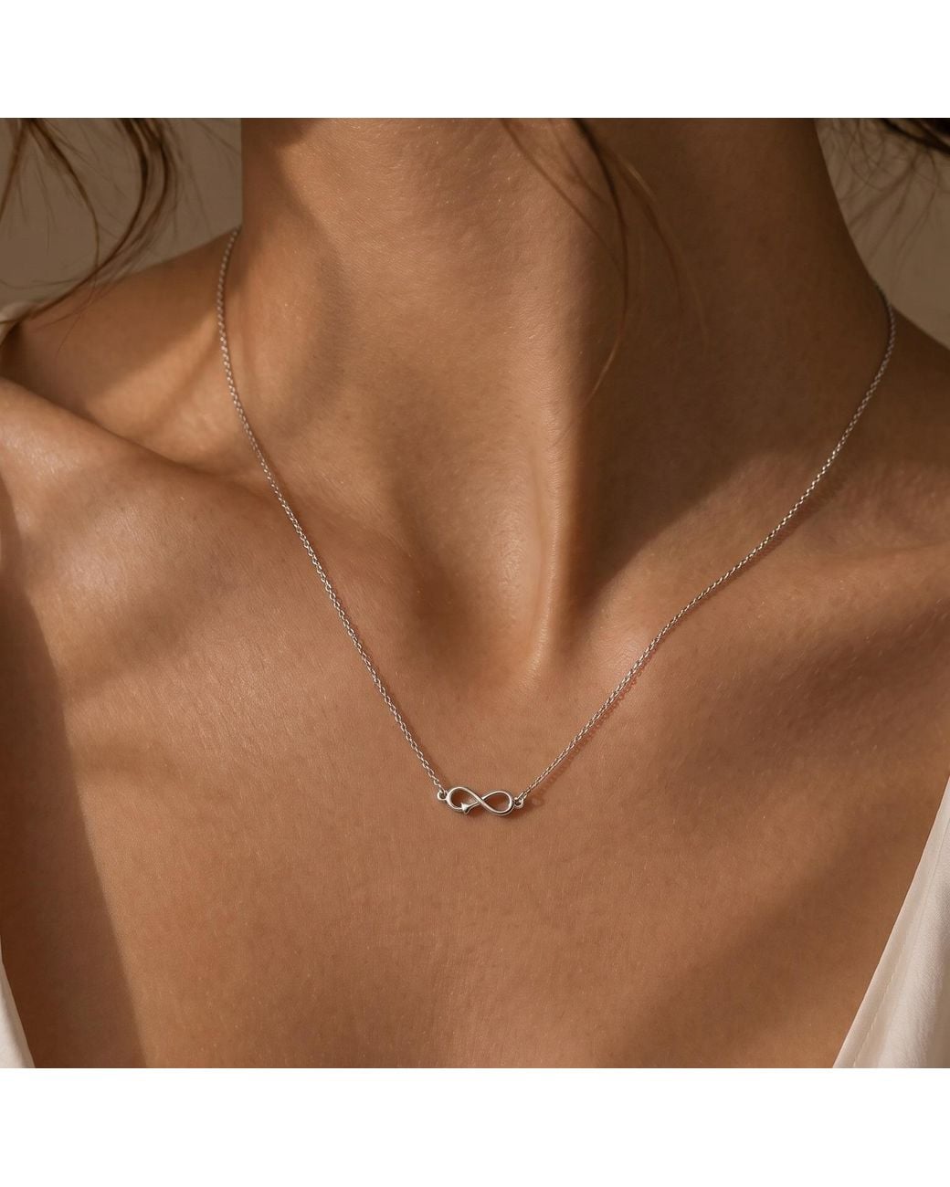 With Love Darling Metallic Horizontal Infinity Necklace Sterling