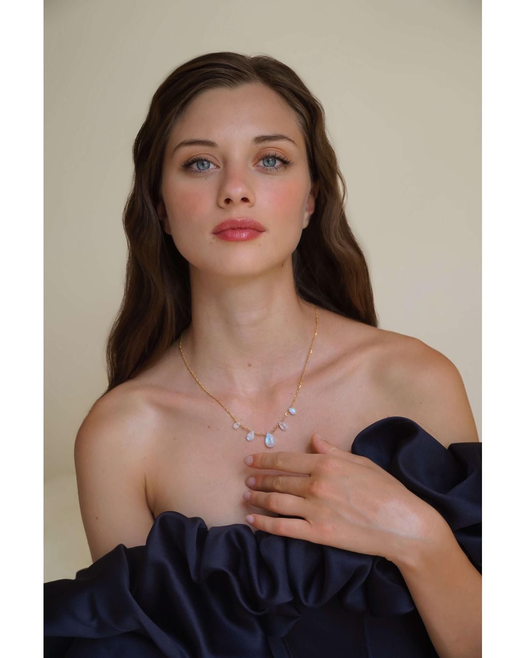 Katy Faye Metallic Neutrals Delia Moonstone Necklace
