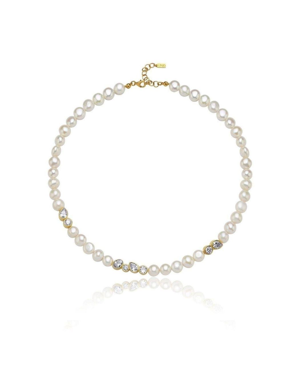 LINYA JEWELLERY Metallic Diana Stone Pearl Necklace
