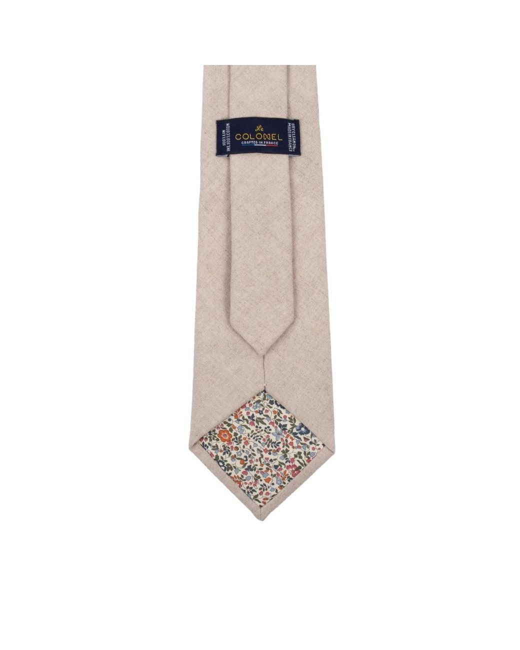 LE COLONEL Neutrals Natural Textured Linen Tie for men