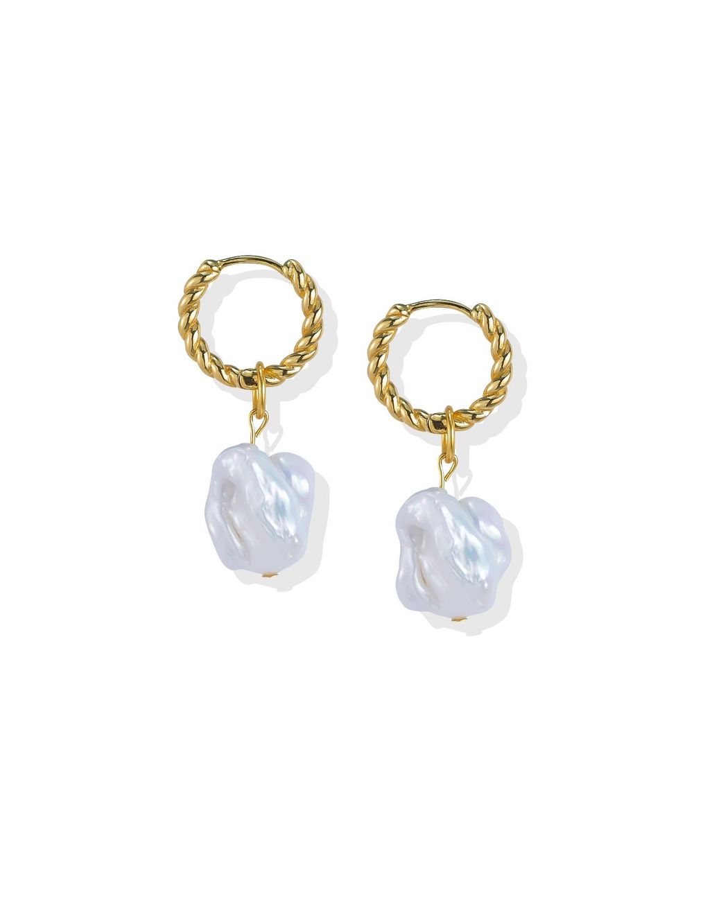 Lait & Lune Metallic Ilana Hoop Pearl Earrings